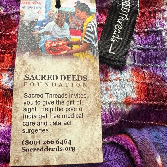 NWT Sacred Threads Tie Dye Halter Dress Tiered Frayed hem size Large - Picture 11 of 11